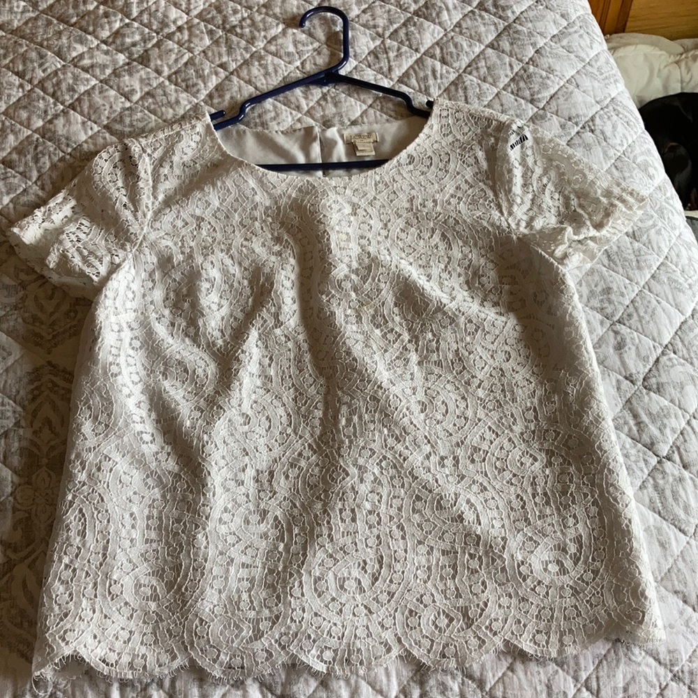 J crew White crochet top size 8